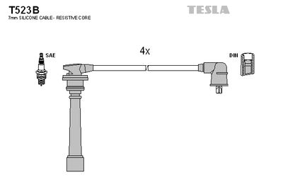Комплект проводов зажигания TESLA T523B для HYUNDAI SOLARIS