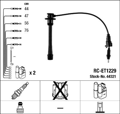 Комплект проводов зажигания NGK 44321 для TOYOTA HIACE