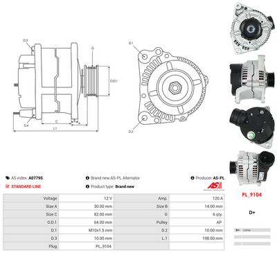 GENERATOR / ALTERNATOR AS-PL A0779S 4