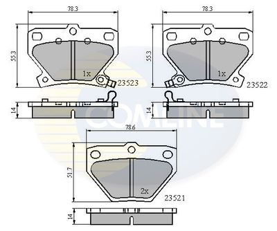 Комплект тормозных колодок, дисковый тормоз COMLINE CBP3841 для TOYOTA MATRIX