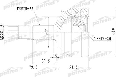 PATRON PCV1073 ШРУС  для FIAT BRAVA (Фиат Брава)