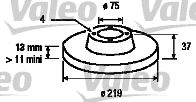 VALEO 186454 Тормозные диски  для KIA PRIDE (Киа Приде)