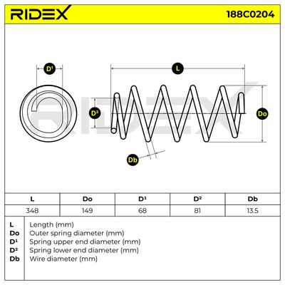 пружина за ходовата част RIDEX 188C0204