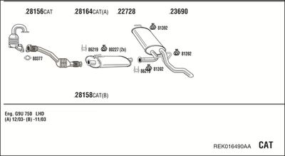 Układ wydechowy WALKER REK016490AA