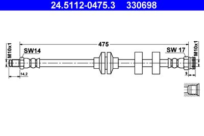 Тормозной шланг ATE 24.5112-0475.3 для FIAT DOBLO