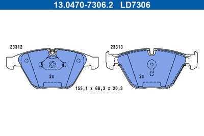 Комплект тормозных колодок, дисковый тормоз 13.0470-7306.2