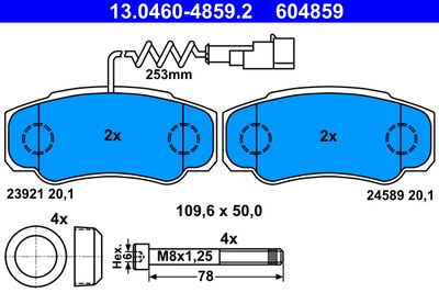 Комплект тормозных колодок, дисковый тормоз ATE 13.0460-4859.2 для NISSAN NT400