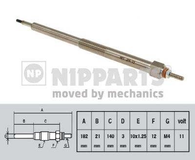 NIPPARTS N5711034 Свеча накаливания  для NISSAN ALMERA (Ниссан Алмера)