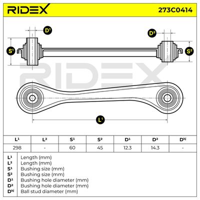 носач, окачване на колелата RIDEX 273C0414