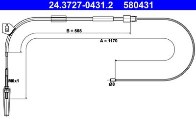 Vajer, parkeringsbroms ATE 24.3727-0431.2