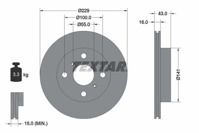 Тормозной диск TEXTAR 92097900 для TOYOTA STARLET