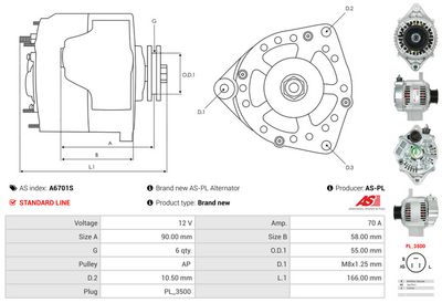 GENERATOR / ALTERNATOR AS-PL A6701S 4
