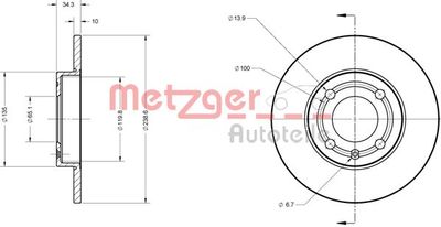 METZGER 6110137 Тормозные диски для VW POLO III (6N1) 1.7 SDI