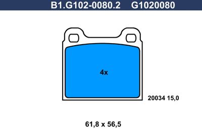 B1.G102-0080.2 GALFER Комплект тормозных колодок, дисковый тормоз