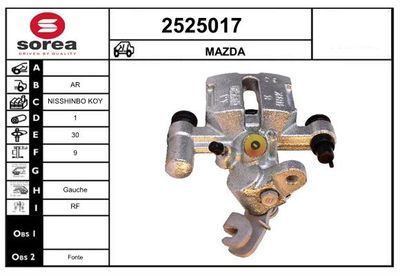 EAI 2525017 Тормозной суппорт  для MAZDA 323 F V (BA) 1.5 16V