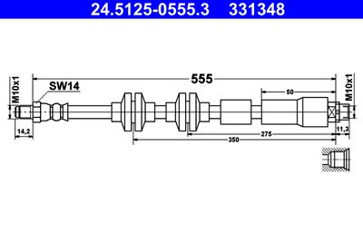 ATE 24.5125-0555.3 Тормозной шланг  для BMW X1 (Бмв X1)