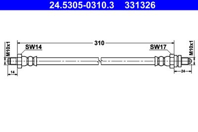 Тормозной шланг ATE 24.5305-0310.3 для FORD FIESTA