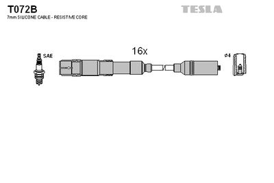 Комплект проводов зажигания TESLA T072B для MERCEDES-BENZ R-CLASS