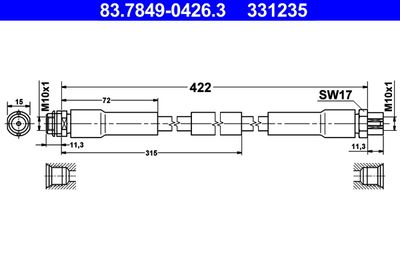 ATE 83.7849-0426.3 Тормозной шланг  для AUDI A8 (Ауди А8)