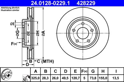 ATE 24.0128-0229.1 Тормозные диски  для JAGUAR XK (Ягуар Xk)