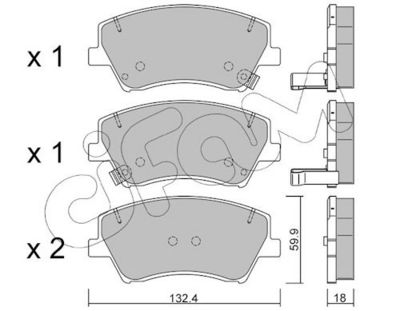 комплект спирачно феродо, дискови спирачки CIFAM 822-1092-0