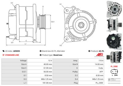 GENERATOR / ALTERNATOR AS-PL A0583S 4