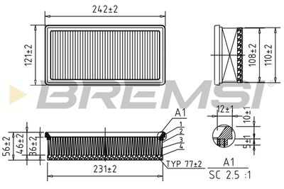 BREMSI FA1067 Воздушный фильтр  для PEUGEOT  (Пежо 108)
