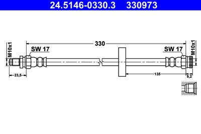 ATE 24.5146-0330.3 Тормозной шланг  для SMART CABRIO (Смарт Кабрио)