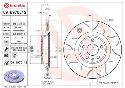 BREMSSCHEIBE BREMBO 09B9701S 1