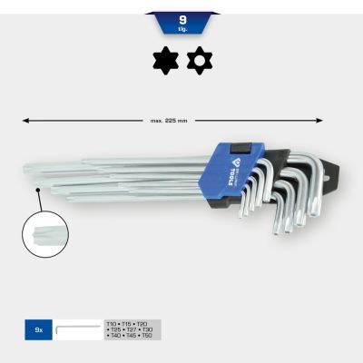 Brilliant Tools BT044019 Souprava úhlových imbusových klíčů, 9dílná, Torx®, dlouhé