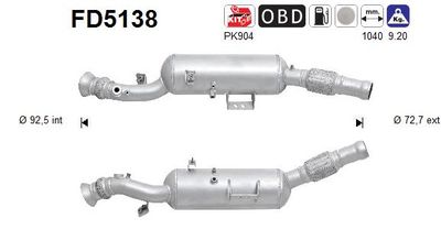 Filtr sadzy / filtr cząstek stałych, układ wydechowy AS FD5138