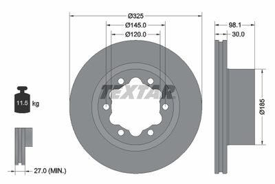 Тормозной диск TEXTAR 92305803 для VW GRAND