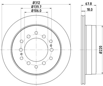 Тормозной диск HELLA 8DD 355 114-861 для TOYOTA FJ CRUISER