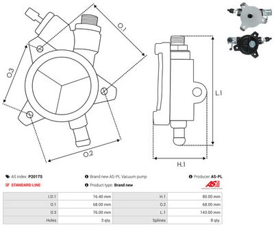 POMPA VACUUM SISTEM DE FRANARE AS-PL P2017S 2