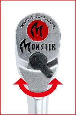 Ks Tools - Monster račňa s prepínacou páčkou 80 zubov 1/4" 125mm