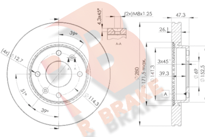 Тормозной диск R BRAKE 78RBD25172 для KIA MAGENTIS