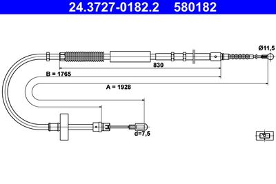 ATE 24.3727-0182.2 Трос ручного тормоза  для AUDI A4 (Ауди А4)