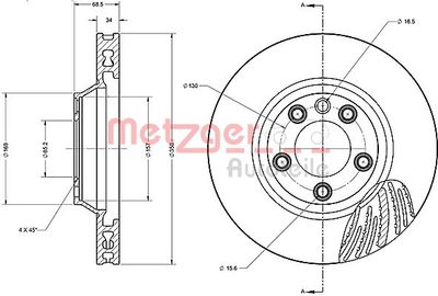 METZGER 6110593 Тормозные диски для PORSCHE CAYENNE (9YA)