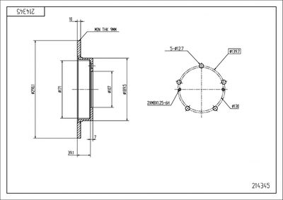 Тормозной диск HART 214 345 для SUZUKI SJ413