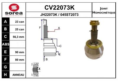 EAI CV22073K ШРУС  для RENAULT 25 (Рено 25)