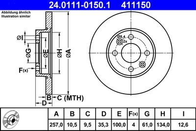 Тормозной диск ATE 24.0111-0150.1 для RENAULT ESPACE