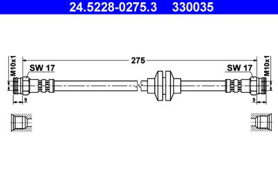 ATE 24.5228-0275.3 Тормозной шланг  для FIAT CINQUECENTO (Фиат Кинqуекенто)