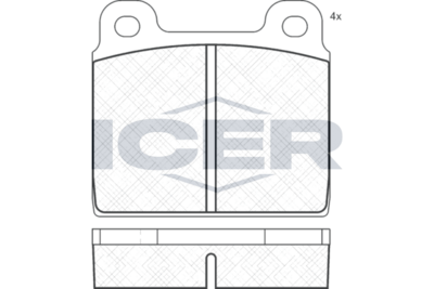 комплект спирачно феродо, дискови спирачки ICER
