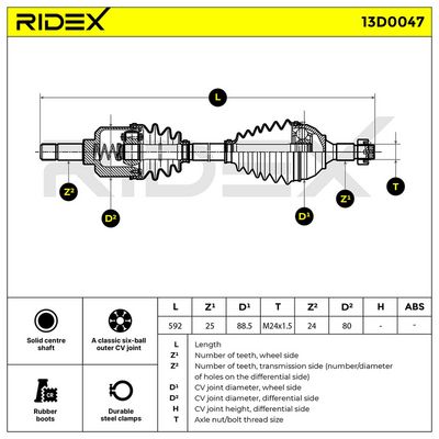 полуоска RIDEX 13D0047