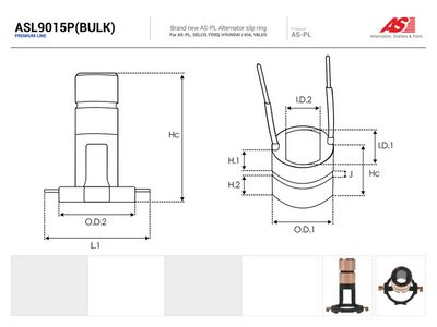 Klzný krúżok, alternátor AS-PL ASL9015P(BULK)
