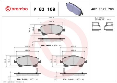 Brake Pad Set, disc brake P 83 109