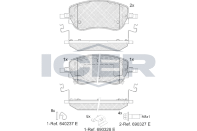 Комплект тормозных колодок, дисковый тормоз ICER 182427 для FIAT TIPO