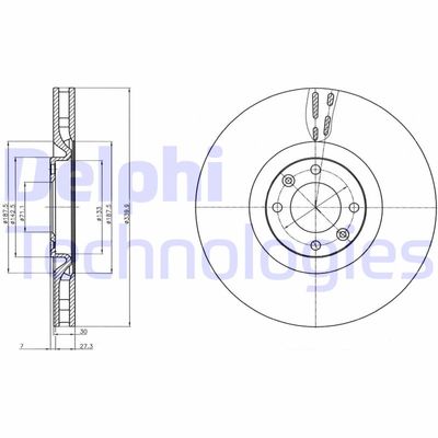 DELPHI BG9107 Тормозной диск 