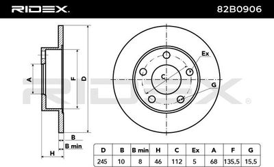 спирачен диск RIDEX 82B0906