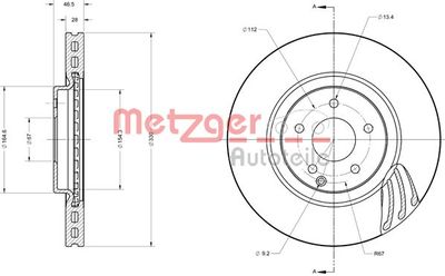 METZGER 6110553 Тормозные диски  для MERCEDES-BENZ CLC-CLASS (Мерседес Клк-класс)